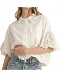 ..,merci - Cut Out Embroidered Bubble Sleeve Top - Lyst