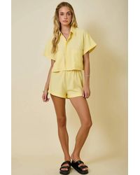 Day + Moon - Striped Crop Button Down Shirt - Lyst