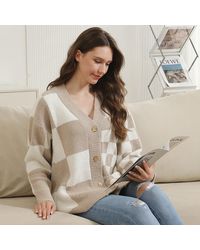 TRUEDAMES - Multi Checkered Pattern Button-Up Cardigan - Lyst