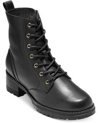 Cole Haan - Camea Faux Leather Ankle Combat & Lace-up Boots - Lyst