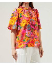 Sugarlips - Idalia Ruffle Split Neck Blouse - Lyst