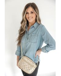 Fashnzfab - Emma Quilted Crossbody Bag With Chain Strap - Lyst
