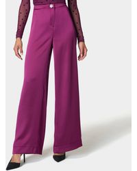 Bebe - High Waist Satin Wide Leg Pant - Lyst