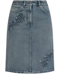 Versace - Barocco A-Line Midi Denim Skirt, Brand Size 42 Us - Lyst