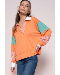 TRUEDAMES - Color Block Top With Striped Panel - Lyst