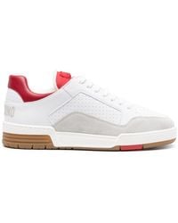 Moschino - Perforated Calf Leather And Suede Sneakers - Lyst