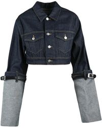 Coperni - Cotton Leather Short Denim Jacket - Lyst