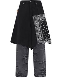 PDF - Layered Paisley Distressed Denim Jeans - Lyst