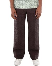 Ferragamo - Ferragamo Straight Leg Monogram Pattern Trousers - Lyst