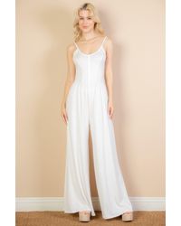 TRUEDAMES - Button Front Wide Leg Jumpsuit - Lyst