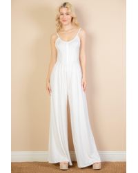 TRUEDAMES - Button Front Wide Leg Jumpsuit - Lyst
