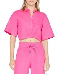 FRAME - Cropped Elastic Band Button-down Top - Lyst