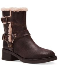 Steve Madden - Brixton Boot Leather Faux Fur Block Heel Jobb227 - Lyst
