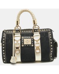 Versace - Signature Fabric And Leather Studded Snap Out Of It Satchel - Lyst