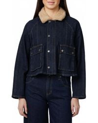 Habitual - Faux Shearling Collar Crop Barn Jacket - Lyst