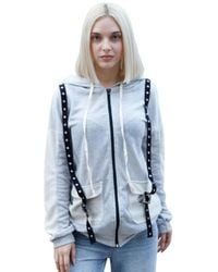 TRUEDAMES - Belt & Reversed Details Zip-Up Hooded Sweater - Lyst