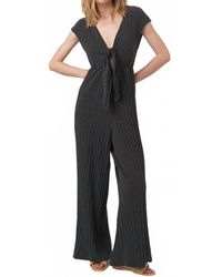 Project Social T - Lowa Tie-Front Rib Jumpsuit - Lyst