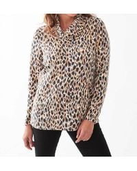 Fdj - Cowlneck Long Sleeve Printed Top - Lyst