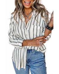 Lovesoft - Striped Buttoned Oversized Shirt - Lyst