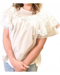 Easel - Crochet Lace Ruffle Peasant Top - Lyst