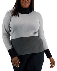 Calvin Klein - Plus Colorblock Ribbed Turtleneck Sweater - Lyst