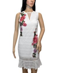 Bebe - Floral Embroidered Sleeveless Lace Dress - Lyst