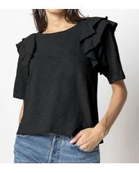 Lilla P - Elbow Sleeve Ruffle Crewneck Top - Lyst