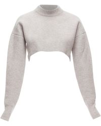 AllSaints - Naomi Wool Blend Hi Neck Long Sleeve Cropped Sweater - Lyst