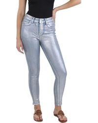 Seven7 - Distressed Metallic Skinny Jeans - Lyst