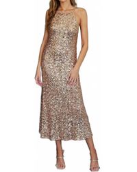 Dress Forum - Sequined Soft Tie Halter Neck Maxi Cocktail Party Dress - Lyst