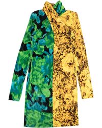 Quinn - Moire Twisted Dress - Sunflower/green - Lyst