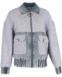 Alessandra Rich - Tweed Accent Bomber Jacket - Lyst