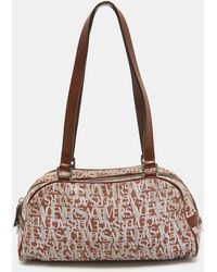 Versace - /multicolor Printed Fabric And Leather Satchel - Lyst