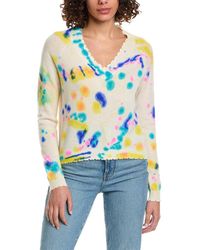 Minnie Rose - Frayed Printed Tie-dye Cashmere Sweater - Lyst