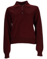 Maison Margiela - Bordeaux Virgin Wool Long-Sleeve Polo Shirt - Lyst