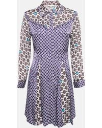 Maje - Printed Crepe Button Front Mini Dress - Lyst