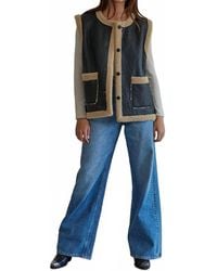 By Together - Shiloh Woven Button Down Sleeveless Vest - Lyst