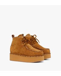 MCM - Platform Boots In Calfskin Suede Leather - Lyst