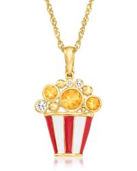 Ross-Simons - Citrine And . Topaz Popcorn Pendant Necklace With Red And Enamel - Lyst
