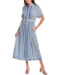 Max Studio - Short Sleeve Button Front Midi Dress - Lyst
