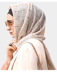 TRUEDAMES - Sheer Solid Color Sparkling Metallic Line Patterned Lightweight Scarf Shawl - Lyst