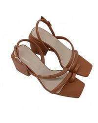 Lafayette 148 New York - Calfskin Leather Heeled City Slingback Sandals - Lyst