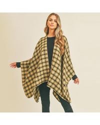 TRUEDAMES - Plaid Check Pattern Ruana Poncho - Lyst