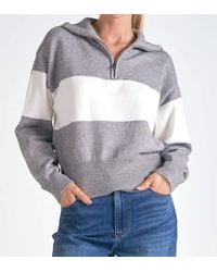 Elan - Half Zip Striped Sweater Top - Lyst