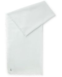 BOSS - Lightweight Wool Scarf With Fringed Trims - Lyst