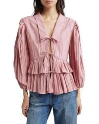 Stine Goya - Balloon Sleeve Tie Top - Lyst