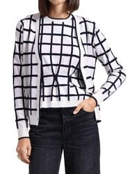Minnie Rose - Windowpane V-Neck Cardigan - Lyst