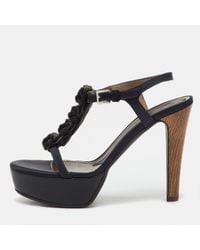 Marni - Satin And Fabric Platform Ankle Strap Sandals - Lyst