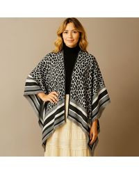 TRUEDAMES - Leopard Pattern Print Ruana Poncho - Lyst