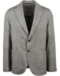 Circolo 1901 - Checkered Cotton Stretch Jacket With Rounded Silhouette - Lyst